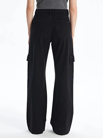 Kargo cep jeans pantolon siyah