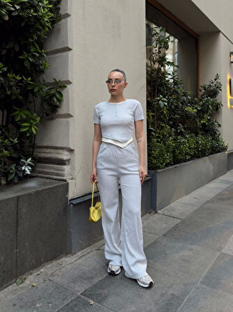 Düğme yakalı gri alt üst takım s3943