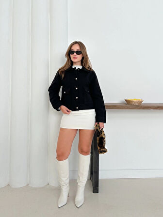 Zr model kaşe ceket siyah st255807