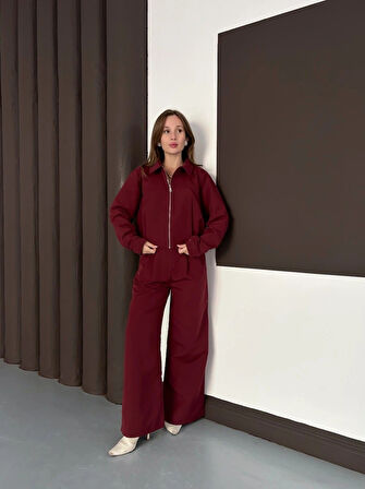 Trenç takım alt üst bordo ons