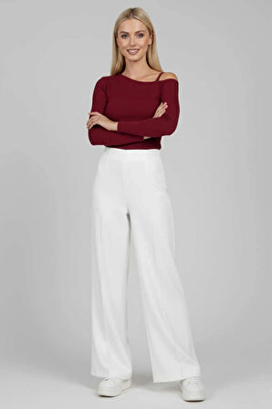 Tek Omuz İpli Bluz Bordo t4328
