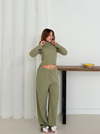 Balıkçı yaka örme takım mint st265865