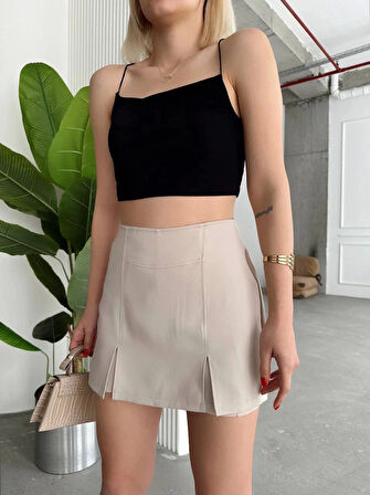 Çift yırtmaklı şort etek