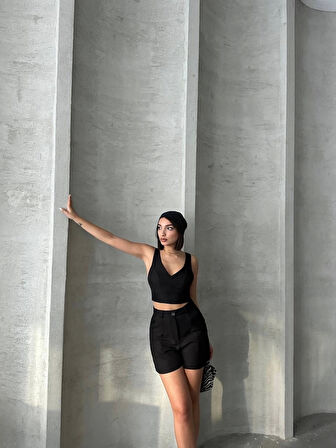 Şortlu keten takım s255014