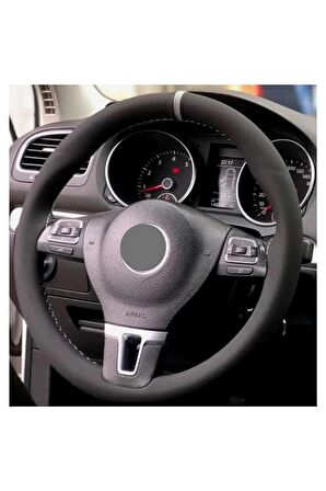 Toyota Corolla 2007-2012 Uyumlu Alkantara Nubuk Dikmeli Direksiyon Kılıfı Gri Yüzüklü
