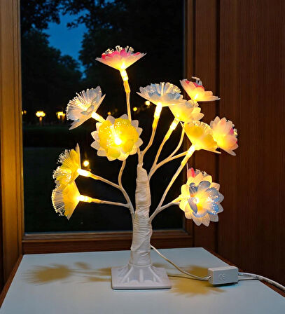 Dekoratif LED'li Çiçek Lamba - 35 cm