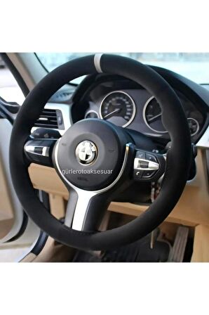 Opel Corsa A Uyumlu Alkantara Nubuk Dikmeli Direksiyon Kılıfı Gri Yüzüklü