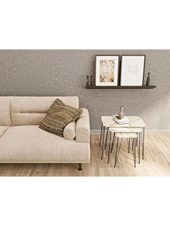 Alpa Ev Mobilya Dikdörtgen 3’lü Zigon Sehpa Seti Siyah Metal Tel Ayaklı, Modern Yan Sehpa Takımı