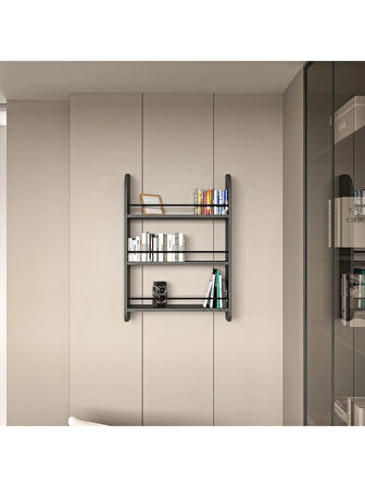 Alpa Ev Mobilya 3 Katlı Duvar Rafı Kitaplık | Çok Amaçlı Ahşap Mutfak – Banyo – Montessori Raf Ünitesi