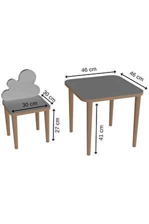 Alpa Ev Mobilya Çocuk Masası, 2-5 Yaş Oyun ve Aktivite Masası, Silinebilir Yüzeyli MDF Lam Çocuk Masa Sandalye Takımı, Montessori Tarzı Doğal Ahşap Ayaklı 3’lü Set