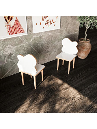 Alpa Ev Mobilya Çocuk Masası, 2-5 Yaş Oyun ve Aktivite Masası, Silinebilir Yüzeyli MDF Lam Çocuk Masa Sandalye Takımı, Montessori Tarzı Doğal Ahşap Ayaklı 3’lü Set