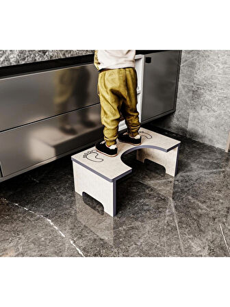 Alpa Ev Mobilya Çocuk Klozet ve Lavabo Önü Platform Tabure ,Montessori Tarzı Eğitim Yardımcı Basamak