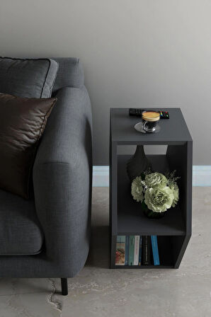 Alpa Ev Mobilya Altıgen Tasarım Yan Sehpa ,Modern Koltuk Yanı Sehpa, Dekoratif Kitaplık, Çok Amaçlı Salon Sehpası