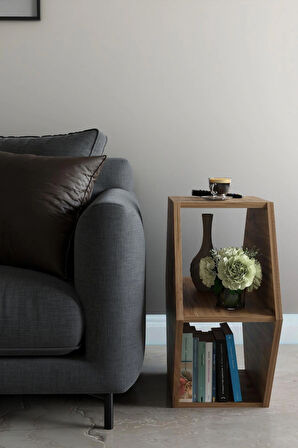 Alpa Ev Mobilya Altıgen Tasarım Yan Sehpa ,Modern Koltuk Yanı Sehpa, Dekoratif Kitaplık, Çok Amaçlı Salon Sehpası