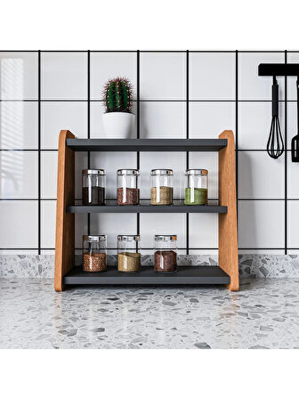 Alpa Ev Mobilya 3 Katlı Tezgah Üstü Organizer, Mutfak Rafı ,Modern Çok Amaçlı Raf