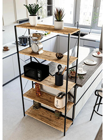 Alpa Ev Mobilya Metal Kitaplık 5 Raflı Ev Ofis Rafı – Çok Amaçlı Geniş Raflı Dosya ve Kitap Düzenleyici 180 cm