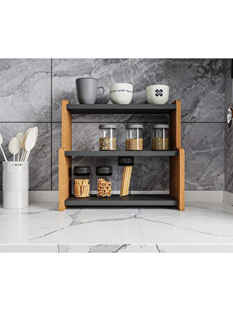 Alpa Ev Mobilya 3 Katlı Tezgah Üstü Mutfak Rafı,Baharatlık,Çok Amaçlı Organizer