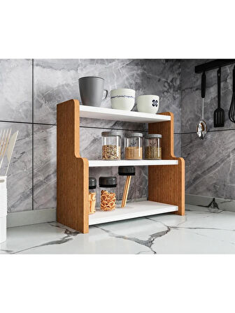 Alpa Ev Mobilya 3 Katlı Tezgah Üstü Mutfak Rafı,Baharatlık,Çok Amaçlı Organizer
