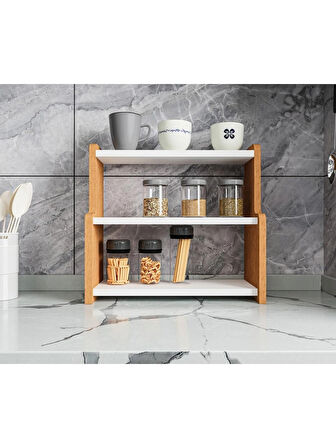Alpa Ev Mobilya 3 Katlı Tezgah Üstü Mutfak Rafı,Baharatlık,Çok Amaçlı Organizer