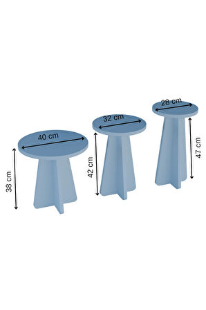 Alpa Ev Mobilya Mantar Sehpa 3’lü Zigon Sehpa Seti – İskandinav Stil Modern Salon Sehpası