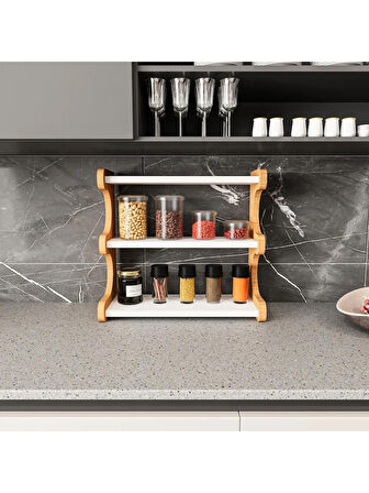 Alpa Ev Mobilya 3 Katlı Masa Üstü Raf – Ofis Düzenleyici,Çok Amaçlı Organizer Raf