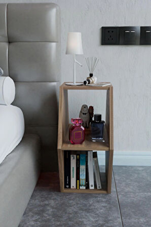 Alpa Ev Mobilya Altıgen Komodin, Modern Yatak Odası Başucu Sehpası, Dekoratif Kitaplık,Raflı Komodin