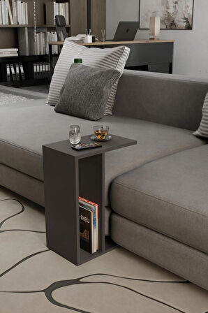 Alpa Ev Mobilya C Tasarım Koltuk Yanı Sehpa – Kitaplıklı, Modern Laptop & Kahve Sehpası, 45x65 cm