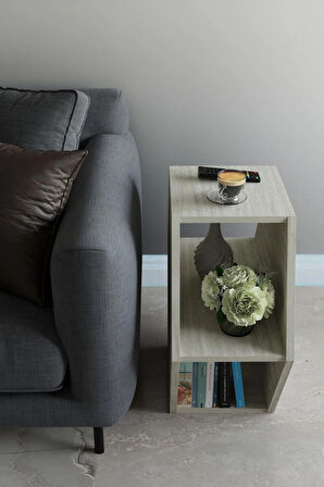 Alpa Ev Mobilya Altıgen Tasarım Yan Sehpa ,Modern Koltuk Yanı Sehpa, Dekoratif Kitaplık, Çok Amaçlı Salon Sehpası