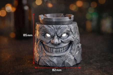Alse 3D Korku Tasarımlı 3D Kül Tablası – Kapaklı, Dekoratif, Özel Tasarım Masaüstü Aksesuarı (85MM x 82MM)(GRİ)