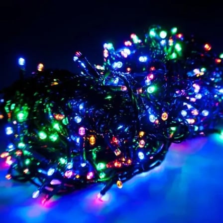 10m 100 LED Pilli 2 Kademeli RGB Işık Siyah Kablo