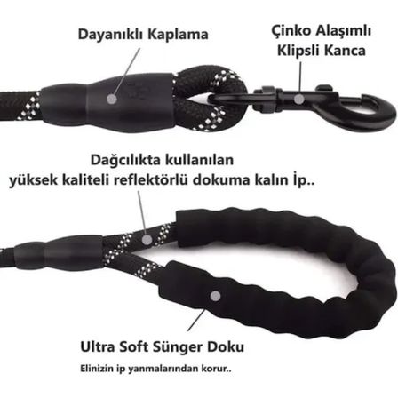 Köpekler İçin Reflektörlü Halat Gezdirme Tasması