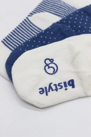 Puanlı Kaymaz Penye Soket Çorap 3'Lü BS10108 İndigo
