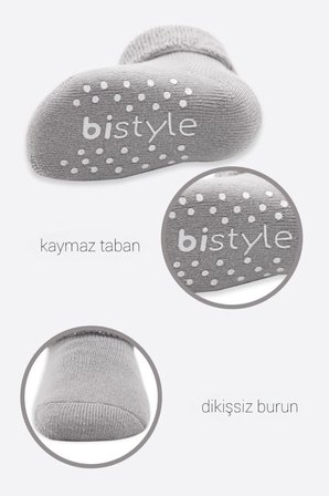 2'Li Çemberli Kaymaz Havlu Soket Çorap 10503 İndigo Gri