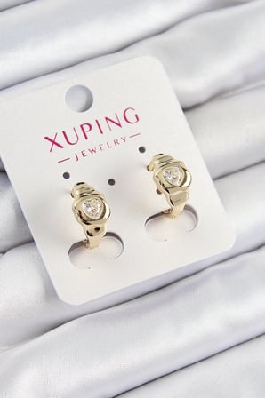 Xuping Zirkon Taşlı Kalp Model Gold Renk Kadın Küpe