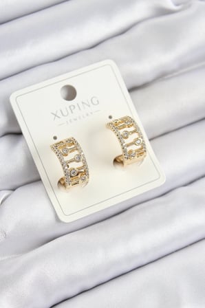 Xuping Zirkon Taşlı Çit Halka Model Gold Renk Kadın Küpe