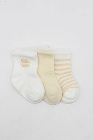 Little Love Girl 3'lü Penye Soket Çorap 10137 Ekru