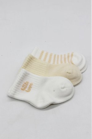 Little Love Girl 3'lü Penye Soket Çorap 10137 Ekru