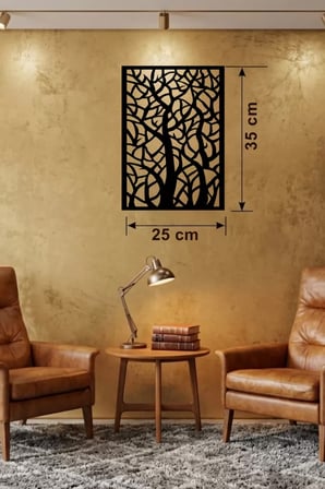 Soyut Ağaç Dalları Ahşap Duvar Tablosu - 25x35 cm Lazer Kesim Dekoratif Pano