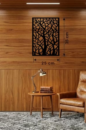 Soyut Ağaç Dalları Ahşap Duvar Tablosu - 25x35 cm Lazer Kesim Dekoratif Pano