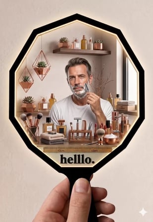 Lüks Geometrik El Aynası - 10x10cm Çanta Boyu - Kırılmaz Güvenli Pleksi Ayna
