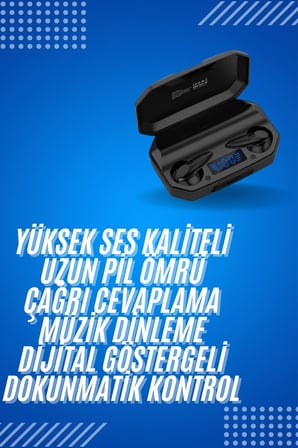 Rgb Işıklı Çift Mikrofonlu Siyah Profesyonel Kulaklığı Kablosuz Kulakiçi