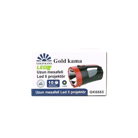 2W TEK LEDLİ EL FENERİ PROJEKTÖR FİŞ ŞARJLI 2 KADEME IŞIK AYARI GK-6665