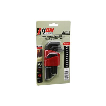 9PCS SİYAH KISA - DÜZ 120MM ALYAN ALLEN ANAHTAR TAKIMI BRKT-702279
