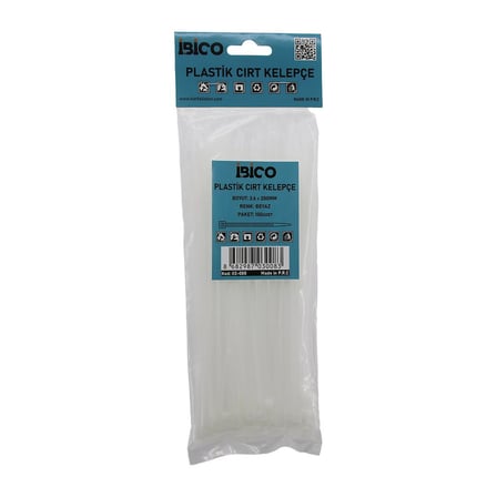 BEYAZ 3.6X200MM PLASTİK CIRT KELEPÇE 100PCS