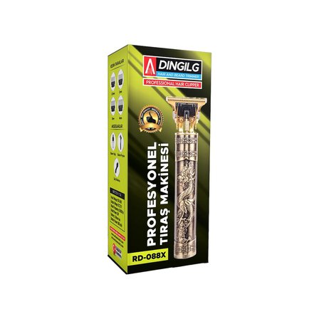 T BIÇAK BASKILI PLASTİK GÖVDE ENSE ÇİZİM - SAÇ SAKAL KESME TRAŞ MAKİNESİ USB ŞARJLI RD-088X