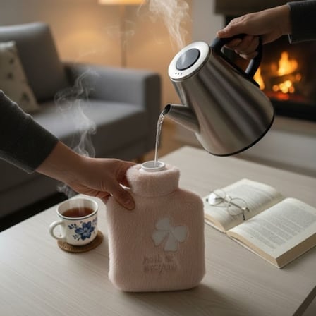 Hello Everyone Yazılı Kurdeleli Pembe Peluş Sıcak Su Torbası 1 Lt – Yumuşak Kılıf, Uzun Süre Sıcak T