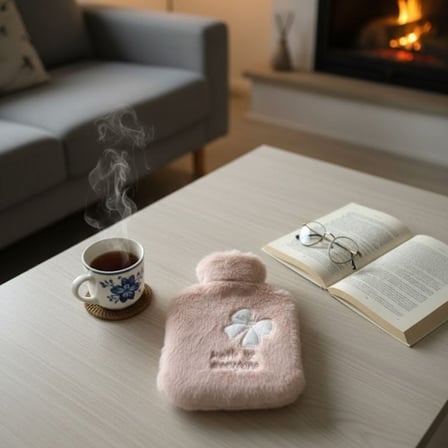 Hello Everyone Yazılı Kurdeleli Pembe Peluş Sıcak Su Torbası 1 Lt – Yumuşak Kılıf, Uzun Süre Sıcak T