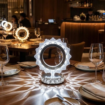 Güneş Şeklinde Kristal LED Masa Lambası – Dokunmatik, 3 Renk Işık Modlu, Şarjlı Mini Dekoratif Gece 