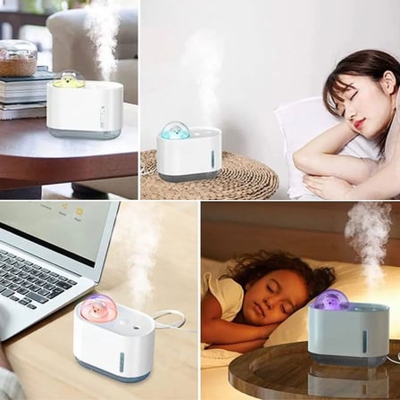 Uzay Ayısı 300 ML USB Hava Nemlendirici – LED Işıklı Masaüstü Buhar Makinesi, Yatak Odası &amp; Çocu
