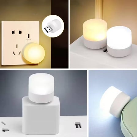 USB Mini Top LED 10’lu Aydınlatma Seti – Beyaz Renkli Gece Lambası, Enerji Tasarruflu Mikro LED Işık